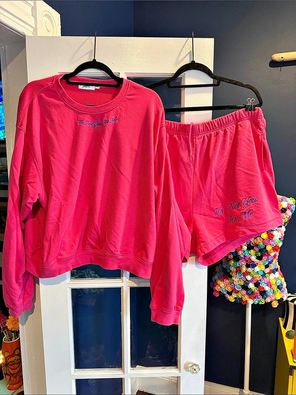 The Mayfair Group It's Not You, It's Me Crewneck and Sweatshort Set Pink